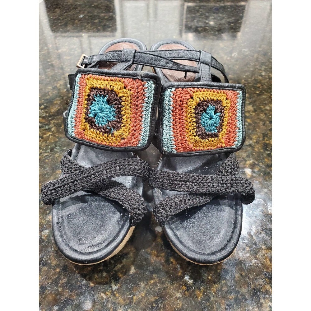 The Sak Women's Black Textile Upper Casual Sling Back Wedges Heel Sandals Size 8